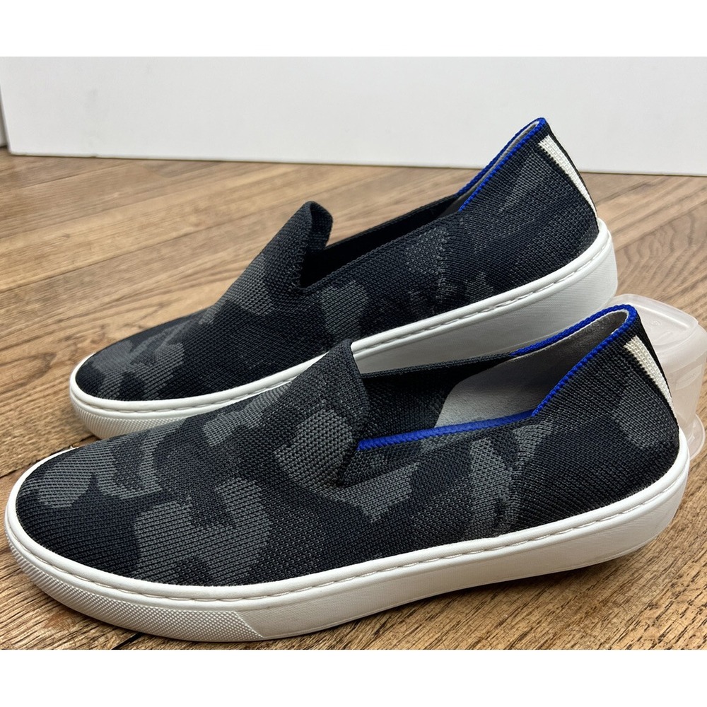 Rothy's The Original Slip On Sneakers Shoes Gray Camo Grey Knit Womens Size 6